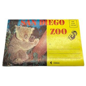 Vintage San Diego Zoo Koala Colorful Scenes Photos Postcard Souvenir